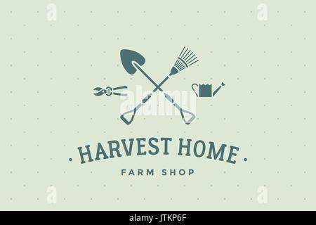 Logo della farm shop Home del raccolto Illustrazione Vettoriale