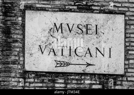 Indicazioni per i musei vaticani Foto Stock