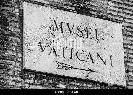 Indicazioni per i musei vaticani Foto Stock