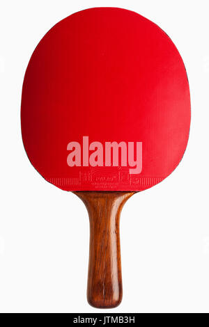 Un handmade custom table tennis bat su sfondo bianco Foto Stock