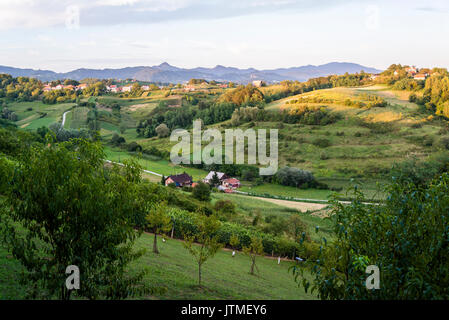 Roling colline del tipico Hrvatsko Zagorje panorama, Krapina regione, Zagorje County, Croazia Foto Stock