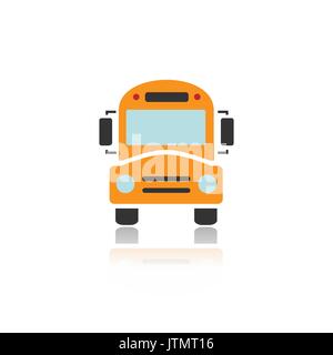Scuola Bus icona con il colore e la riflessione Illustrazione Vettoriale