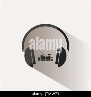 Cuffie con icona Musica su sfondo beige e ombra Illustrazione Vettoriale