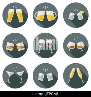 Vetri Clink icone. Illustrazione Vettoriale