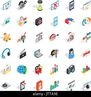 Estensione Web set di icone, stile isometrico Illustrazione Vettoriale