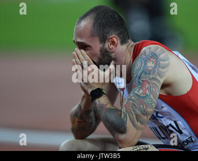 Ramil Guliyev, Turchia, vincendo mens 200 metro finale a Londra presso la IAAF 2017 Campionati del Mondo di atletica leggera. Durante la mens 200 metro finale a Londra presso la IAAF 2017 Campionati del Mondo di atletica leggera. Credito: Ulrik Pedersen/Alamy Live News Foto Stock