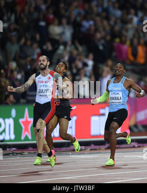 Ramil Guliyev, Turchia, vincendo mens 200 metro finale a Londra presso la IAAF 2017 Campionati del Mondo di atletica leggera. Durante la mens 200 metro finale a Londra presso la IAAF 2017 Campionati del Mondo di atletica leggera. Credito: Ulrik Pedersen/Alamy Live News Foto Stock