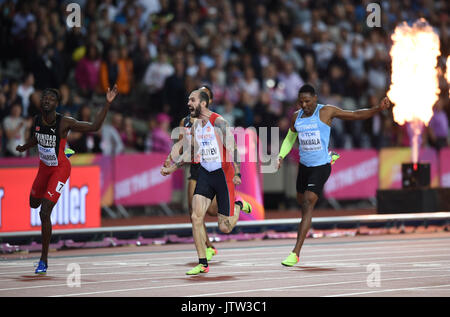 Ramil Guliyev, Turchia, vincendo mens 200 metro finale a Londra presso la IAAF 2017 Campionati del Mondo di atletica leggera. Durante la mens 200 metro finale a Londra presso la IAAF 2017 Campionati del Mondo di atletica leggera. Credito: Ulrik Pedersen/Alamy Live News Foto Stock