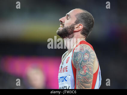 Londra, Regno Unito. 10 Ago, 2017. Ramil Guliyev, Turchia, vincendo mens 200 metro finale a Londra presso la IAAF 2017 Campionati del Mondo di atletica leggera. Credito: Ulrik Pedersen/Alamy Live News Foto Stock