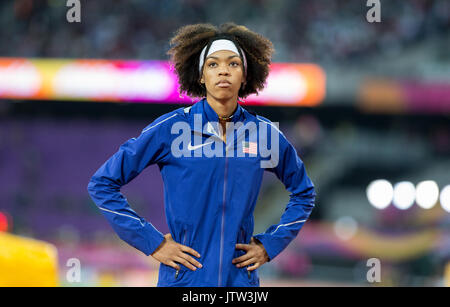 Londra, Regno Unito. 10 Agosto, 2017. VASHTI CUNNINGHAM DI STATI UNITI D'AMERICA durante il salto in alto durante la IAAF mondiale di atletica 2017 - giorno 7 presso il parco olimpico di Londra, Inghilterra il 10 agosto 2017. Foto di Andy Rowland. Credito: Andrew Rowland/Alamy Live News Foto Stock