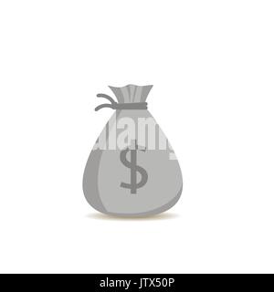 Grigio sacco di denaro con il simbolo del dollaro Illustrazione Vettoriale