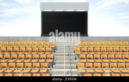 Un fustellato stadium grande schermo al di sopra del sorge nel day time - 3D render Foto Stock