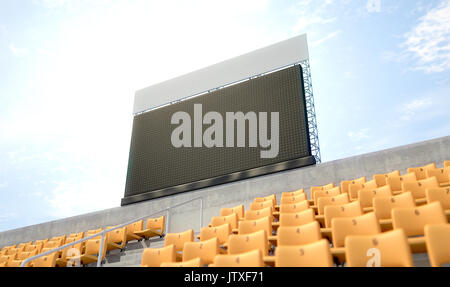 Un fustellato stadium grande schermo al di sopra del sorge nel day time - 3D render Foto Stock