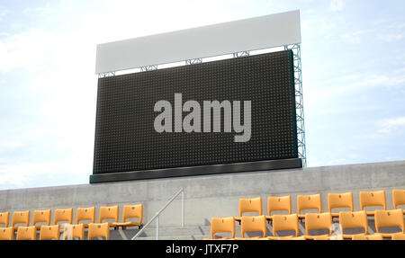 Un fustellato stadium grande schermo al di sopra del sorge nel day time - 3D render Foto Stock