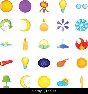 Illuminante set di icone, stile cartoon Illustrazione Vettoriale