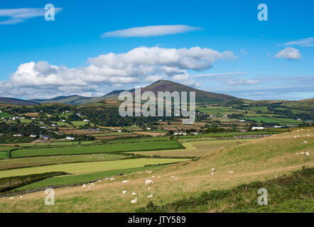 Testa Maughold, vista verso le colline Foto Stock