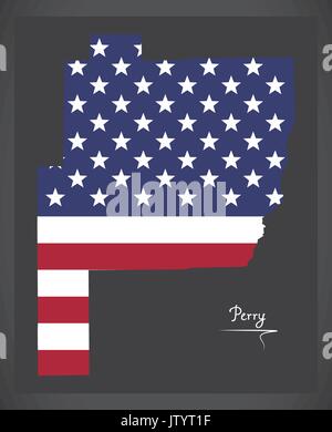 Perry county map di Alabama USA con American bandiera nazionale illustrazione Illustrazione Vettoriale