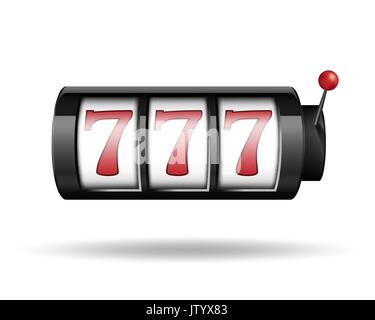 Slot machine con lucky sevens. Gioco Scommessa per il casino fortuna e successo jackpot illustrazione. Vettore. Illustrazione Vettoriale