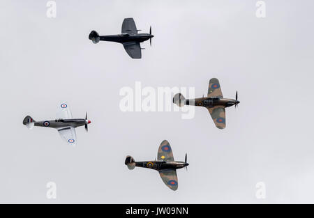 BBMF Formation Flight , RIAT 2017 (3x spitfire, 1x uragano) al Royal International Air Tattoo Foto Stock