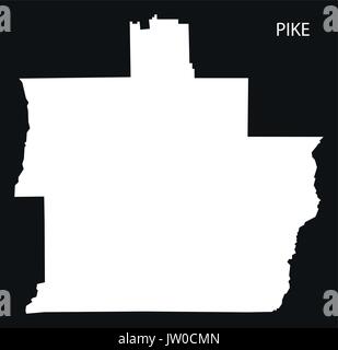 Pike county map di Alabama USA nero illustrazione invertito Illustrazione Vettoriale
