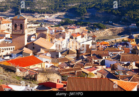 Vecchia città spagnola. Chinchilla de Monte-Aragon, provincia di Albacete, Spagna Foto Stock