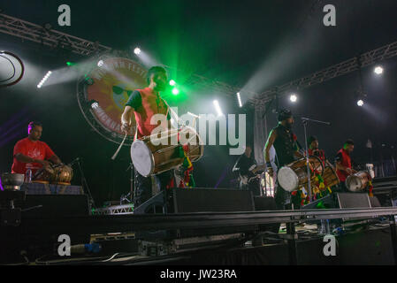 Dhol Foundation a 2017 Wickham Music Festival Foto Stock