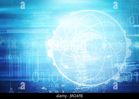 Immagine di interfaccia atom contro blu immagine astratta Foto Stock