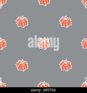 Succulento nel profilo bianco e rosso piano su sfondo grigio. disegnati a mano stile. pattern perfetta illustrazione vettoriale. Illustrazione Vettoriale