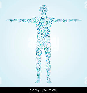 Il corpo umano con molecole di DNA. Medicina, la scienza e la tecnologia del concetto. Illustrazione. Foto Stock