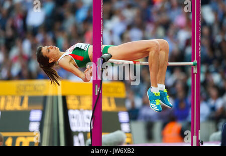 Londra, Regno Unito. 10 Ago, 2017. Londra, Agosto 10 2017 . Mirela Demireva, Bulgaria, in Donne Salto in alto di qualifica in giorno sette della IAAF London 2017 Campionati del mondo presso il London Stadium. Credito: Paolo Davey/Alamy Live News Foto Stock