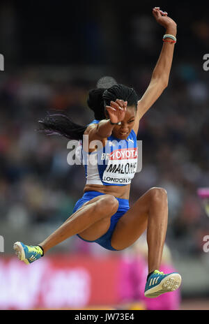 Londra, Regno Unito. 11 Ago, 2017. Chantel Malone del British Virgin Island salti nel salto in lungo Finale a Londra presso la IAAF 2017 Campionati del Mondo di atletica leggera. Credito: Ulrik Pedersen/Alamy Live News Foto Stock