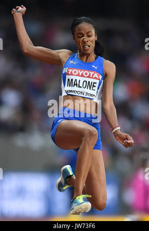 Londra, Regno Unito. 11 Ago, 2017. Chantel Malone del British Virgin Island salti nel salto in lungo Finale a Londra presso la IAAF 2017 Campionati del Mondo di atletica leggera. Credito: Ulrik Pedersen/Alamy Live News Foto Stock