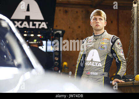 Lexington, Ohio, Stati Uniti d'America. 11 Ago, 2017. Agosto 11, 2017 - Lexington, Ohio, Stati Uniti d'America: William Byron (9) si blocca in garage durante la pratica per il Mid-Ohio sfida di Mid-Ohio Sports Car Course in Lexington, Ohio. Credito: Chris Owens Asp Inc/ASP/ZUMA filo/Alamy Live News Foto Stock