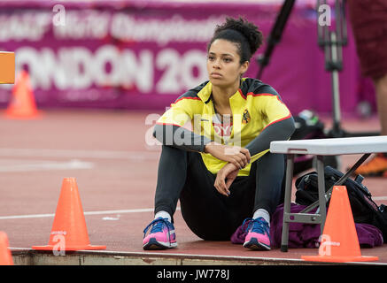 Marie-Laurence JUNGFLEISCH, Deutschland, sitzt auf dem Boden Hochsprung Qualifikation der Frauen, am 10.08.2017 Leichtathletik Weltmeisterschaft 2017 a Londra/ Grossbritannien vom 04.08. - 13.08.2017. | Verwendung weltweit Foto Stock