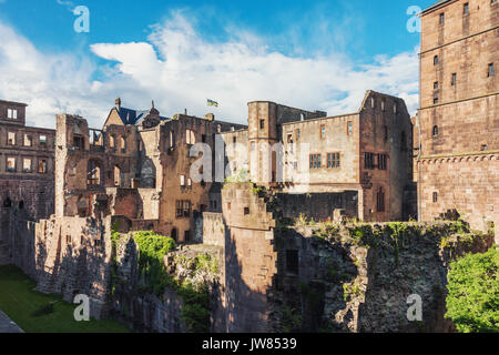 Rovine del rinascimento del castello di Heidelberg in Germania Foto Stock