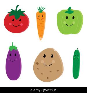 Cartoon carino vegetali caratteri Illustrazione Vettoriale