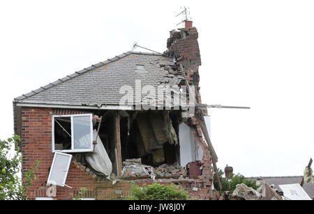 Danni a proprietà in Rosslyn Avenue, Sunderland, dopo un'esplosione. Foto Stock