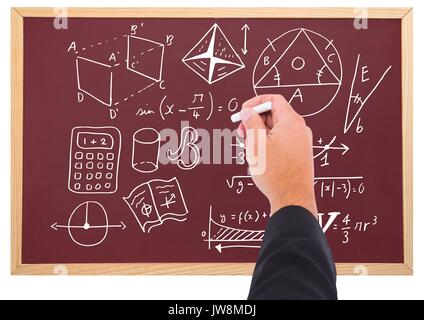 Composito Digitale del disegno a mano diagrammi sulla lavagna Foto Stock