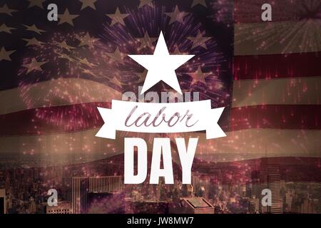 Composito Digitale del Labor Day testo sopra di noi bandiera Foto Stock