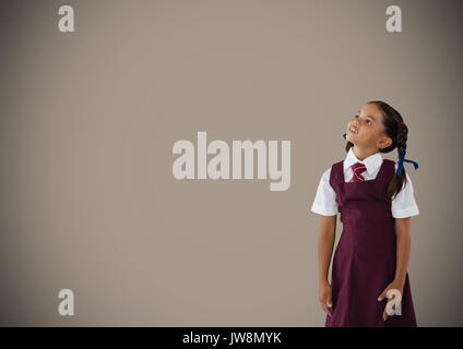 Digital composito di Schoolgirl con sfondo marrone Foto Stock