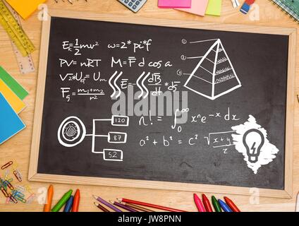 Composito Digitale di equazioni sulla lavagna Foto Stock