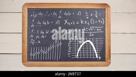 Composito Digitale di equazioni matematiche sulla lavagna Foto Stock