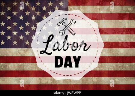 Composito Digitale del Labor Day testo sopra di noi bandiera Foto Stock