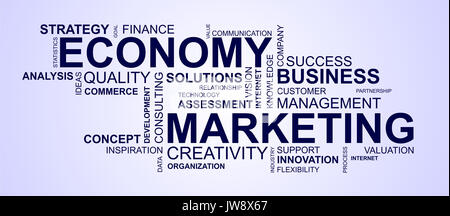 Wordcloud per affari ed economia Foto Stock