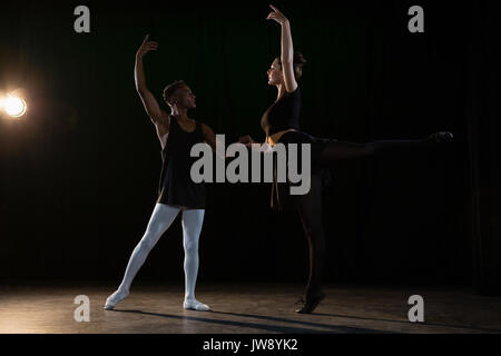 I partner di balletto praticano danza balletto in fase Foto Stock