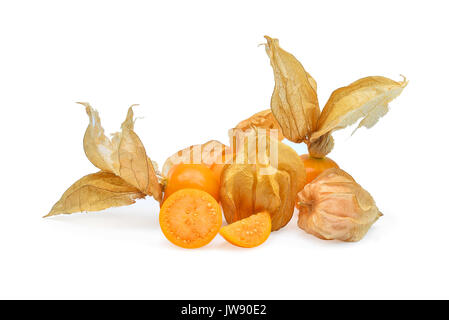 Cape gooseberry,physalis isolati su sfondo bianco Foto Stock