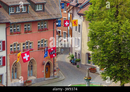 Vista sulla splendida città di confine Laufenburg, Svizzera. Foto Stock