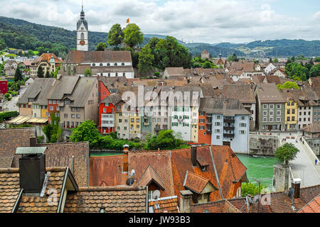 Vista sulla splendida città di confine Laufenburg, Svizzera. Foto Stock