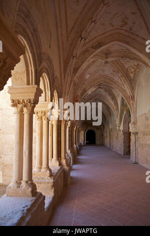 Il chiostro del monastero cistercense di Valbuena Abbey a Valbuena de duero (valladolid, Spagna) Foto Stock