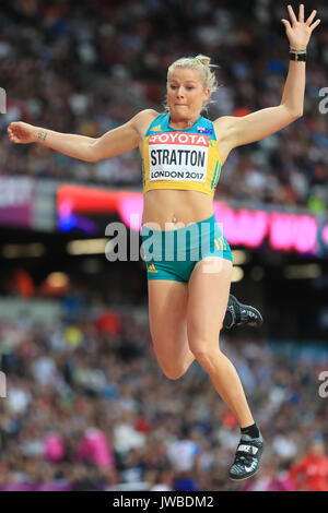 La Brooke Stratton dell'Australia compete nella finale di salto lungo femminile durante l'ottavo giorno dei Campionati Mondiali IAAF 2017 allo Stadio di Londra. PREMERE ASSOCIAZIONE foto. Data immagine: Venerdì 11 agosto 2017. Scopri la storia DI PA ATHLETICS World. Il credito fotografico dovrebbe essere: Adam Davy/PA Wire. Foto Stock